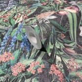 Tapet, non-woven blomstertapet Flora sort, grøn 