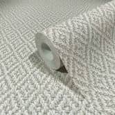Vliestapete mit gestickter Rautenoptik beige Grafisch 