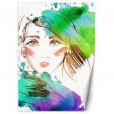 Fototapete, bunt Frau Porträt Aquarell 