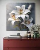 Leinwandbild Blumen Lilien Weiß 