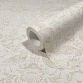 Non-woven wallpaper birds, flowers floral nature in gray 