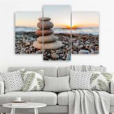 Leinwandbild 3-teilig, Stein Meer Strand Zen 