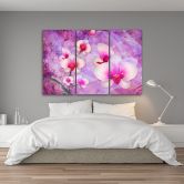 3 stykke lærredstryk, Orchid Blossoms Abstraktion 