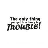 The only thing you get in a hurry.. 