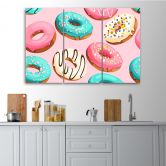 Leinwandbild 3-teilig, Donut-Kuchen 
