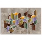 Impression sur toile en 3 parties, puzzle 3D 