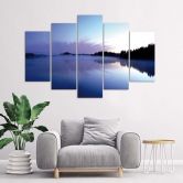 Schilderij op doek 5 Stuks, Mist over het meer, 