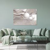 Leinwandbild, Goldene Blätter und 3D Kugeln 