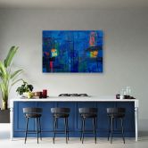 Leinwandbild, Blau Abstraktion wie gemalt 