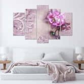 Leinwandbild 5 teilig, Rosa Blume Abstraktion 