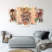 Leinwandbild 5 teilig, Home Sweet Home Inschrift 