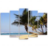 5-delige canvas print tropisch strand oceaan palmbomen 