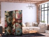 Paravent, Raumteiler freistehend, Trennwand - Scent of Nature - Beautiful Garden Flowers in Pastel Colors 