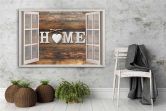 Leinwandbild, Fensterblick Home Herz Retro 
