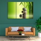 Leinwandbild 3-teilig, GREEN Stones Bamboo Zen 