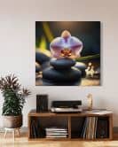 Leinwandbild Orientalische Steine und Blumen 
