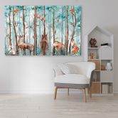 Leinwandbild 5 teilig, Waldtiere Hirschbär Fuchs 