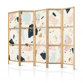 Japanischer Paravent, Raumteiler freistehend, Trennwand - Terrazzo: Large Scaled Stones in Muted Colors 