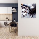 Leinwandbild, Kaffeekrug und Zucker 