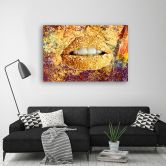 Leinwandbild, Abstrakte goldene Lippen 