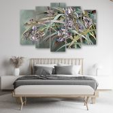 Leinwandbild 5 teilig, Iris Blumen im Wind 
