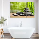 Leinwandbild 3-teilig, Steine Bamboo Zen Spa 
