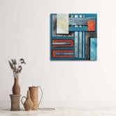 Leinwandbild, Abstrakt mit Blau wie gemalt 