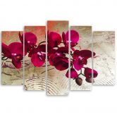 Leinwandbild 5 teilig, Orchidee Blumen Rosa 
