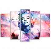 Leinwandbild 5 teilig, Marilyn Monroe Farbe 