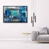 Canvas schilderij, blauwe abstractie 3d 