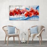 Leinwandbild 3-teilig, Orchidee Blumen Rot 