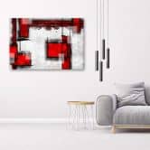 Leinwandbild, Geometrische Abstraktion in Rot 