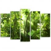 5-delige canvas print bos bladeren groen 