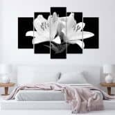 Wandbild 5-teilig, Weiße Lilien Blumen Natur 