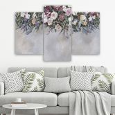 Leinwandbild 3 teilig, Blumen überwachsen 
