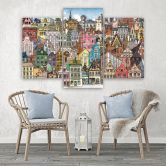 Leinwandbild 3 teilig, Fröhliche Stadt 