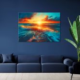 Leinwandbild, Sonnenuntergang und Meereswellen 
