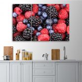 Leinwandbild 3-teilig, Himbeeren Früchte 