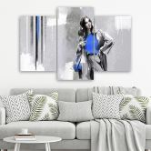 3-delige canvas print, Een vrouw in een jas 
