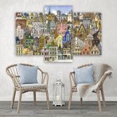 Leinwandbild 3 teilig, Fröhliche Stadt 