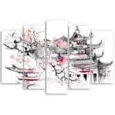 5 stuk canvas print, Japans landschap 