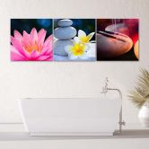Leinwandbild 3-teilig, Blume Zen Stein 
