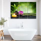 Leinwandbild 3-teilig, Orchideen-Bambus-Steine 