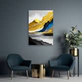 Leinwandbild Abstrakte Berge gold 3d 