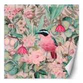 Fototapete, Shabby Chic Rosa Vogel Tropen - Andrea Haase 