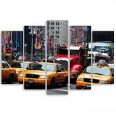 Leinwandbild 5 teilig, Taxi Times Square New York 
