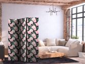 Paravent, Raumteiler freistehend, Trennwand - Peonies - Pink Floral Graphite 