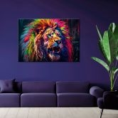 Leinwandbild, Neon Löwe Farbig 