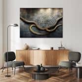 Canvas schilderij, Gouden 3D slang 