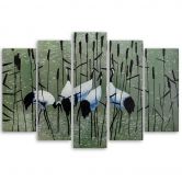 Wandbild 5-teilig, Kraniche Vögel Wasser Natur 